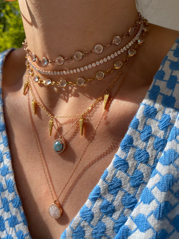 DAZZLE SPIKED NECKLACE- 14K ROSE GOLD VERMEIL